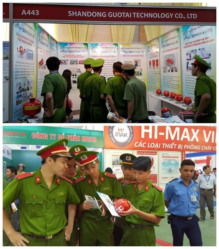 图6 越南当地消防官兵关注国泰科技消防产品
